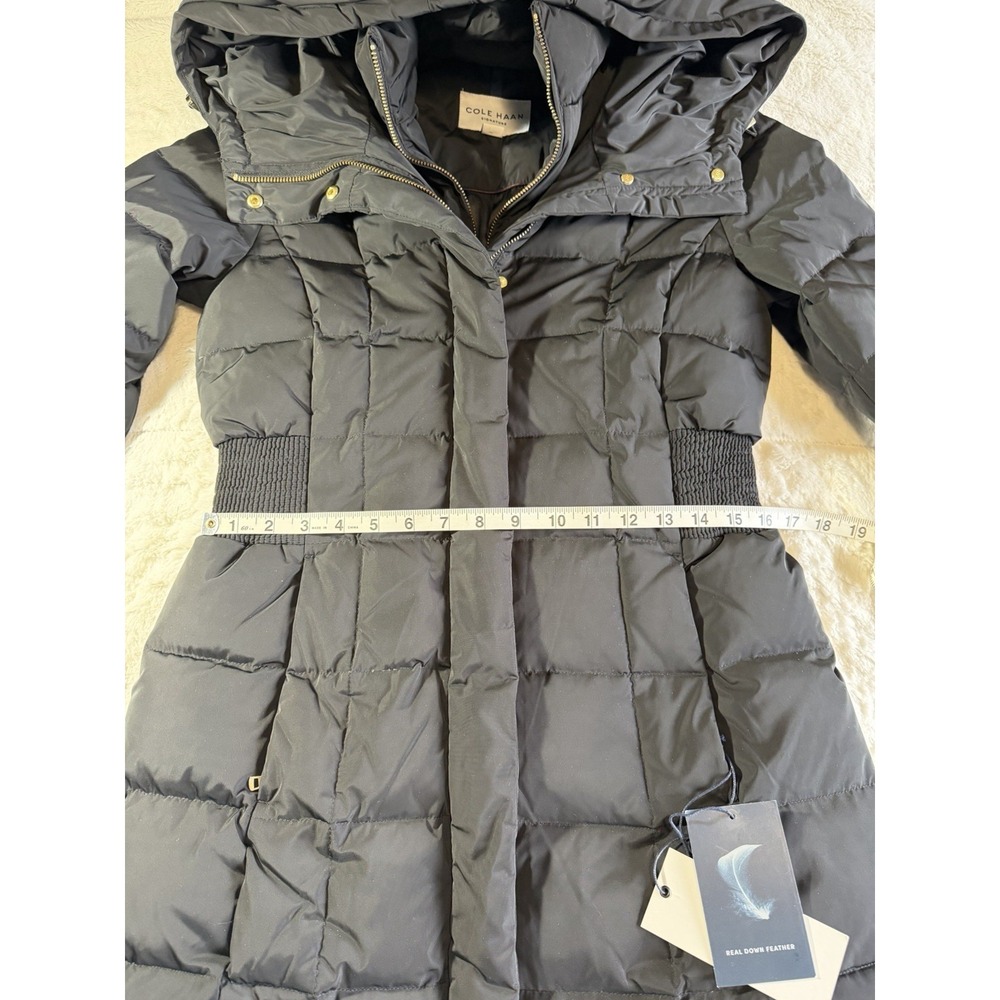 Cole Haan Signature Maxi Quilted Down Puffer Black Long‎ Coat Jacket Sz S - Picture 9 of 10
